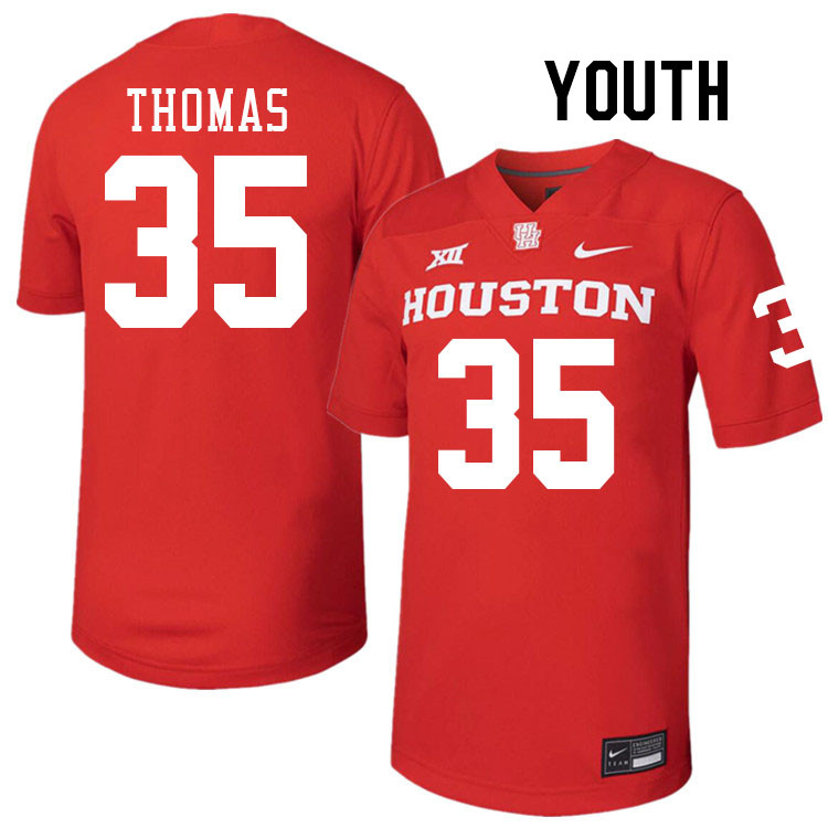 Youth #35 Kaleb Thomas Houston Cougars College Football Jerseys Stitched-Red